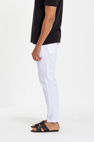 LINEN BLEND TEXTURED TROUSERS