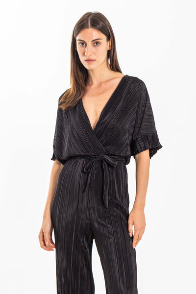 PLEATED SATIN JUMPSUIT