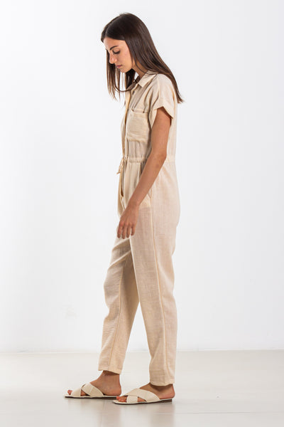 DETAILED LINEN BLEND JUMPSUIT