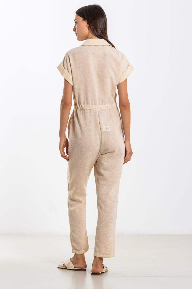 DETAILED LINEN BLEND JUMPSUIT