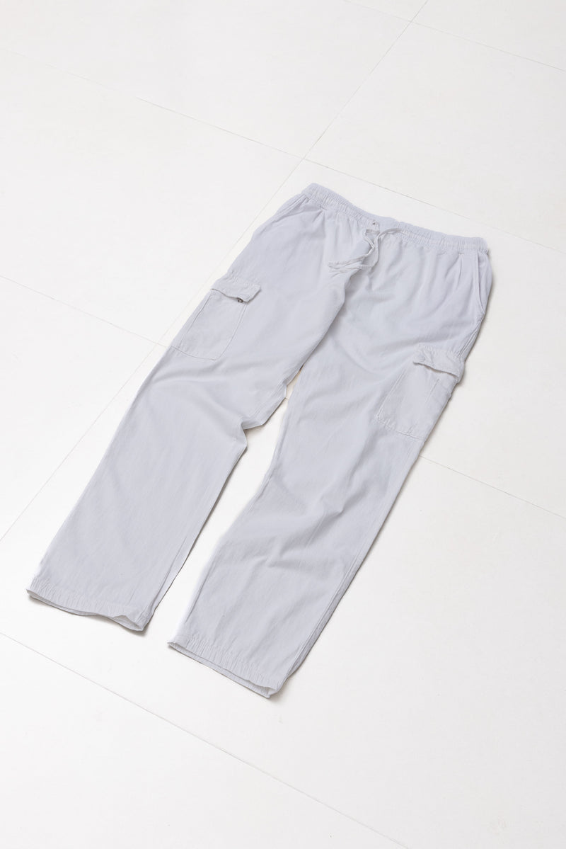 LINEN BLEND CARGO TROUSERS