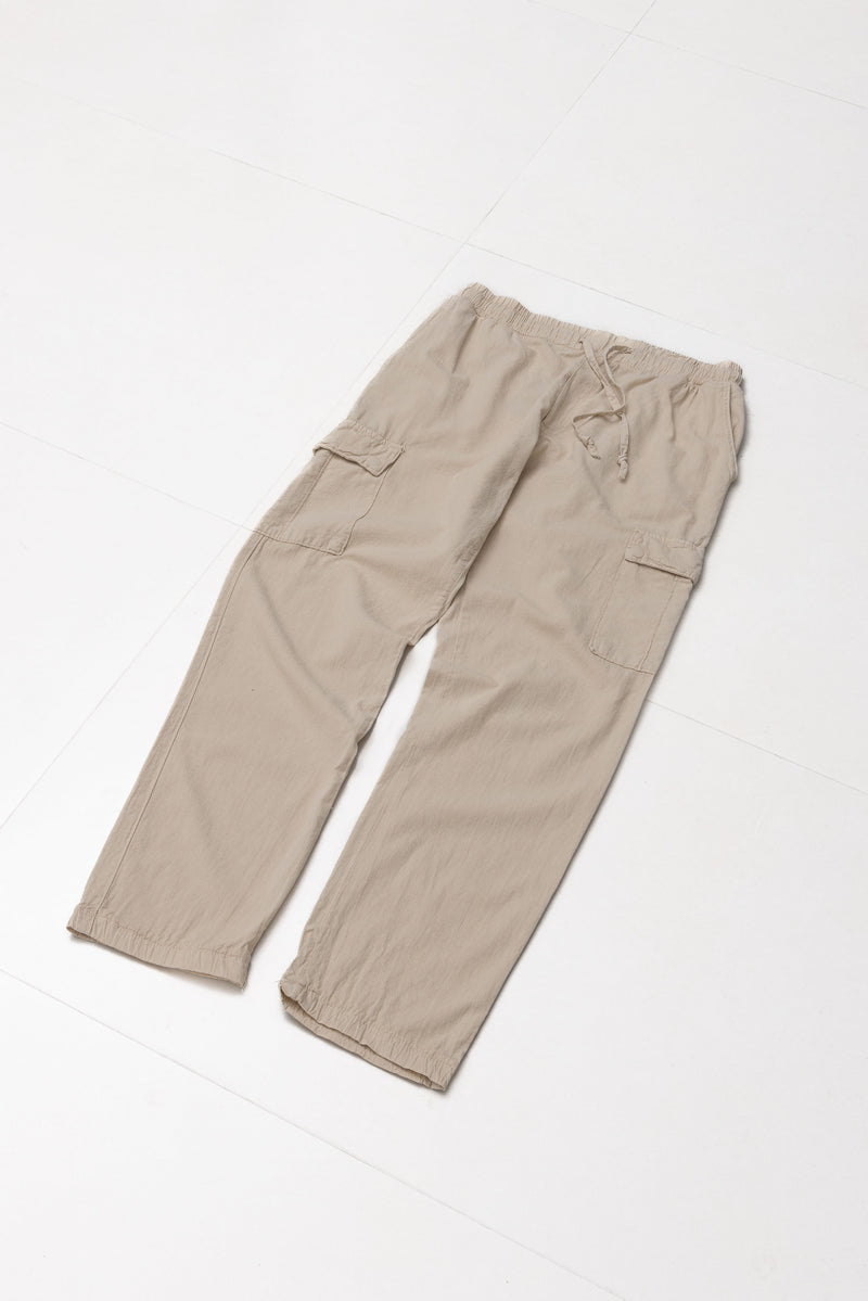 LINEN BLEND CARGO TROUSERS