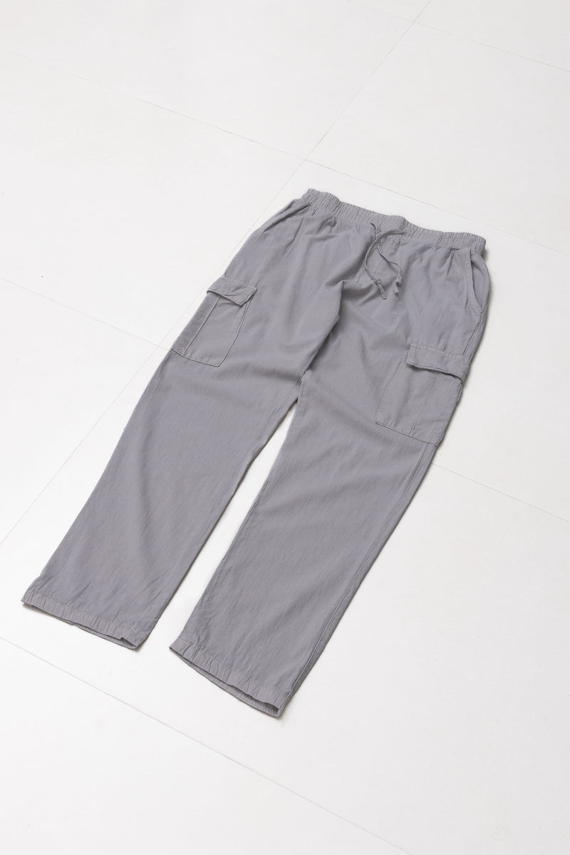 LINEN BLEND CARGO TROUSERS