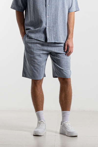 TEXTURED LINEN JOGGER WAIST SHORTS