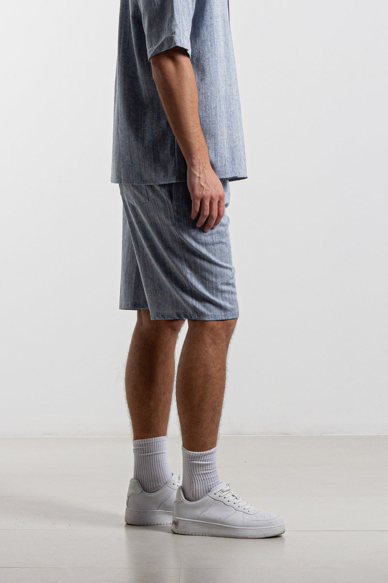 TEXTURED LINEN JOGGER WAIST SHORTS