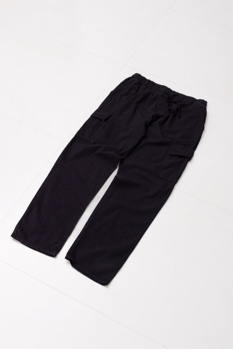 LINEN BLEND CARGO TROUSERS