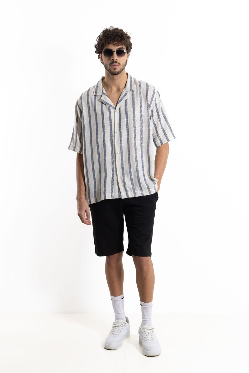 LINEN BLEND STRIPED SHIRT