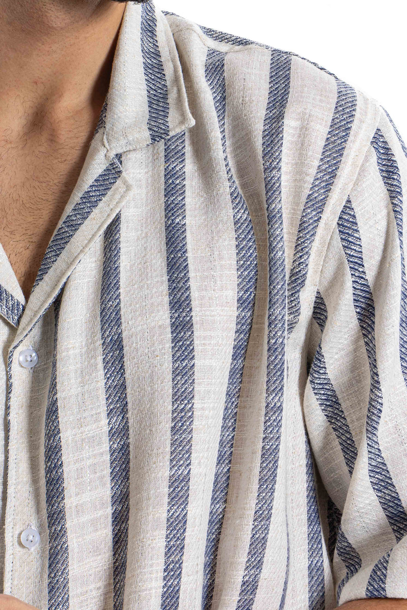 LINEN BLEND STRIPED SHIRT