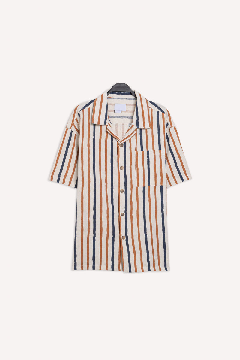 LINEN BLEND STRIPED SHIRT