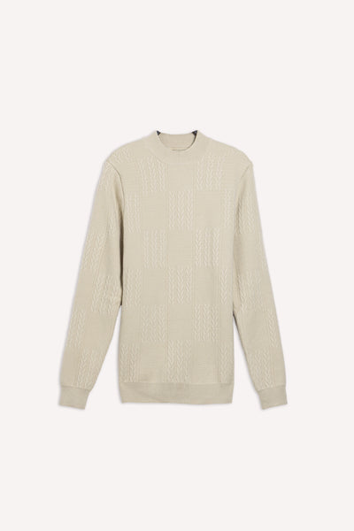 TEXTURED MOCK NECK SWEATER