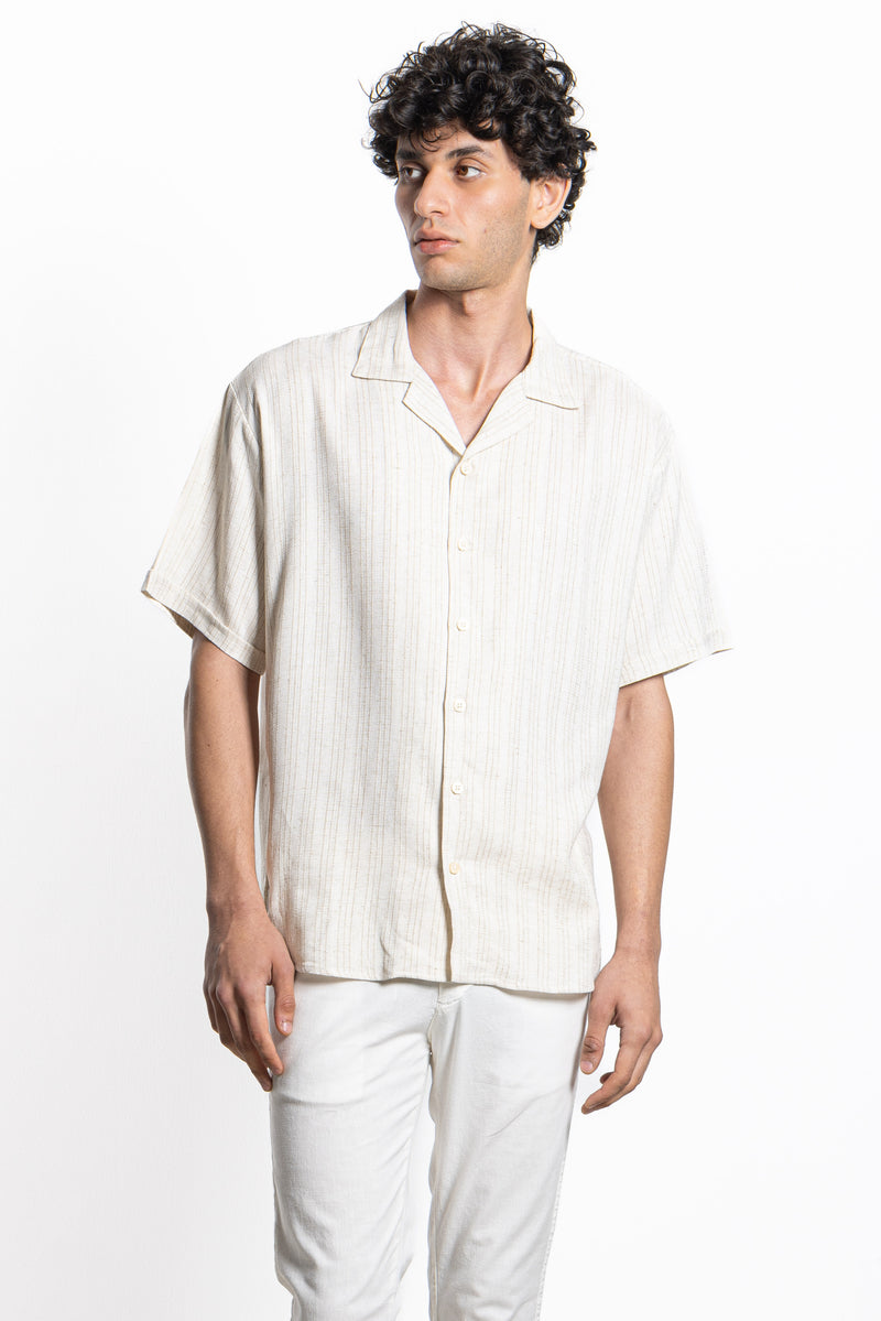 TEXTURED LINEN BLEND SHIRT