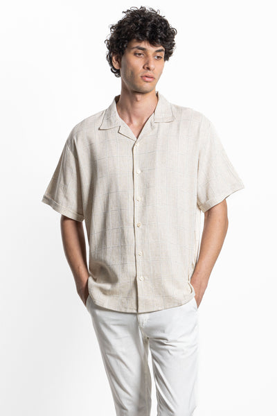 TEXTURED LINEN BLEND SHIRT