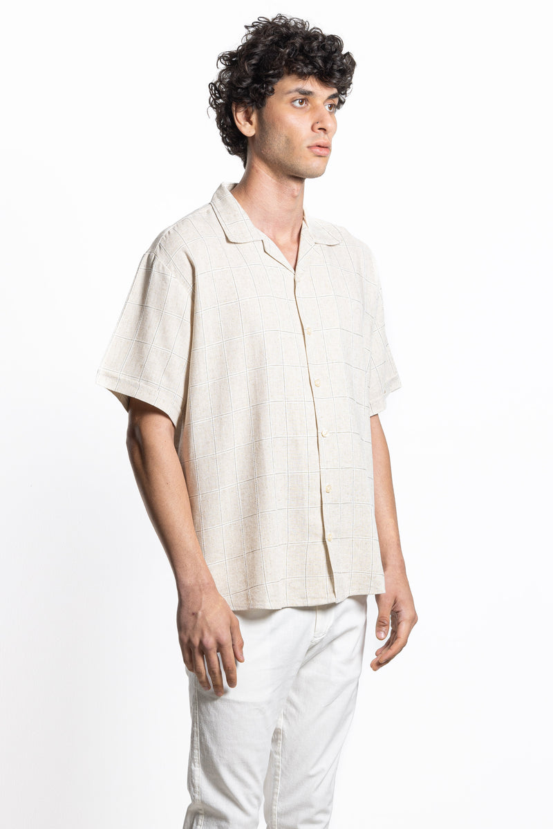 TEXTURED LINEN BLEND SHIRT