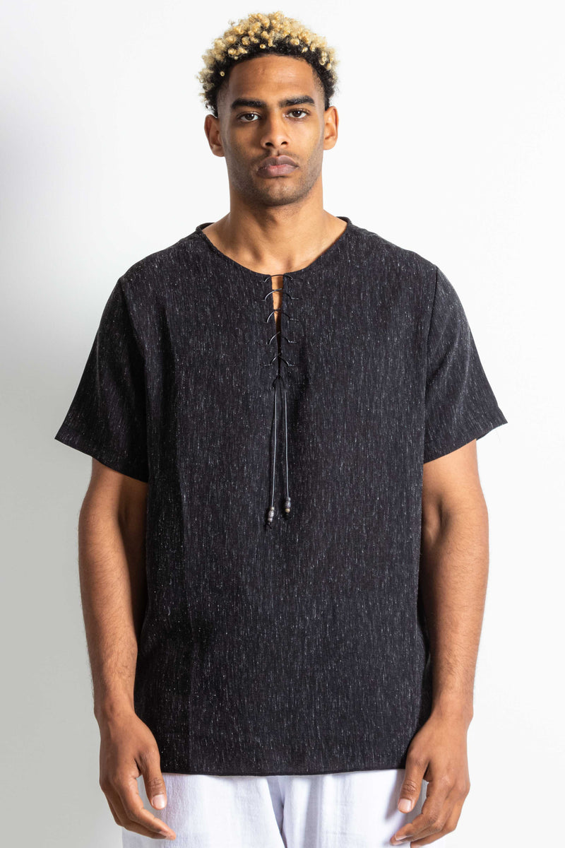 TEXTURED KNOT DETAIL T-SHIRT