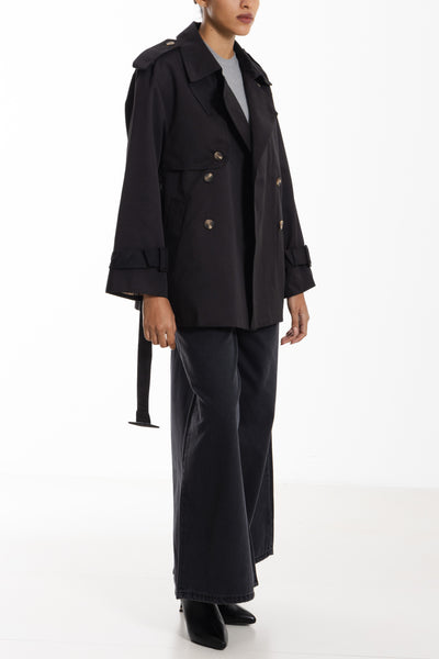 SHORT TWILL TRENCH COAT