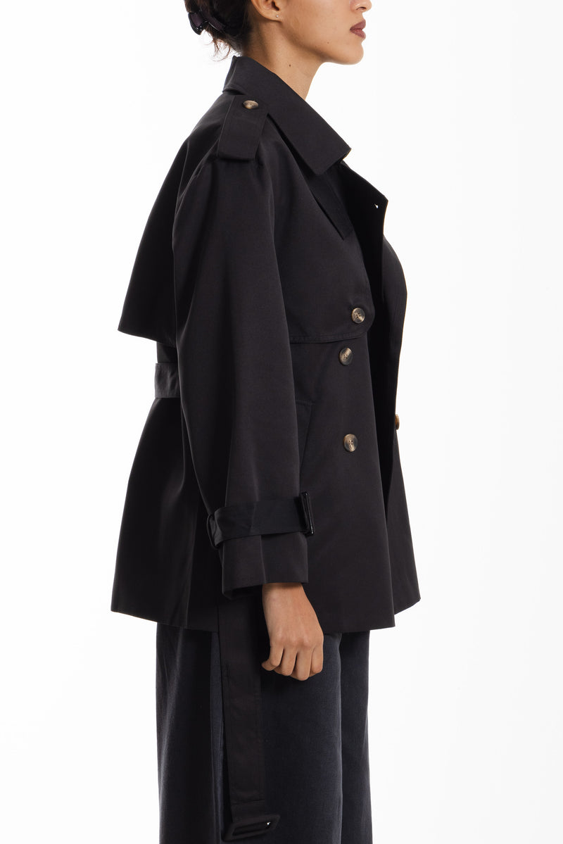 SHORT TWILL TRENCH COAT