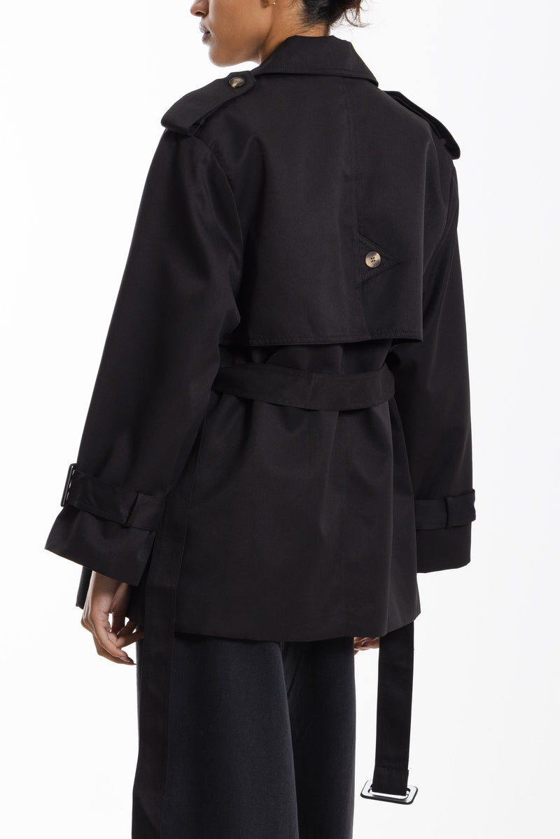 SHORT TWILL TRENCH COAT