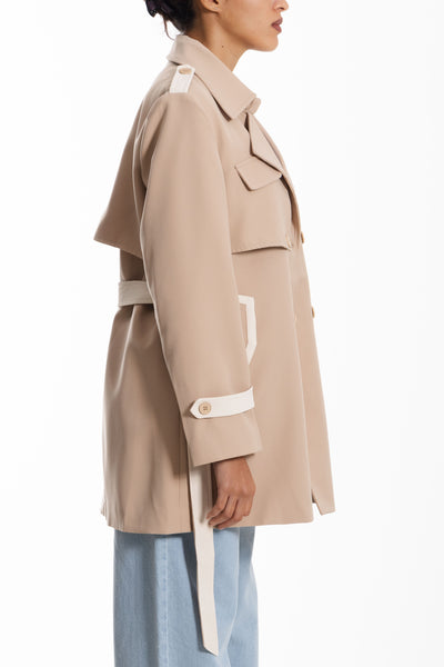 SHORT BELTED TWILL COAT