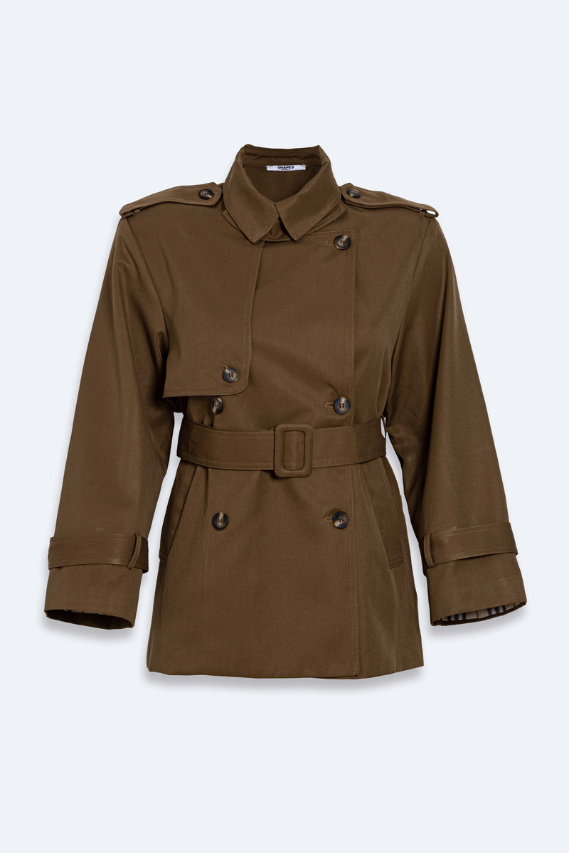 SHORT TWILL TRENCH COAT