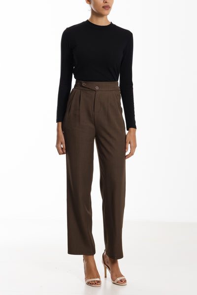 HIGH-WAIST TROUSERS WITH FLAP DETAIL