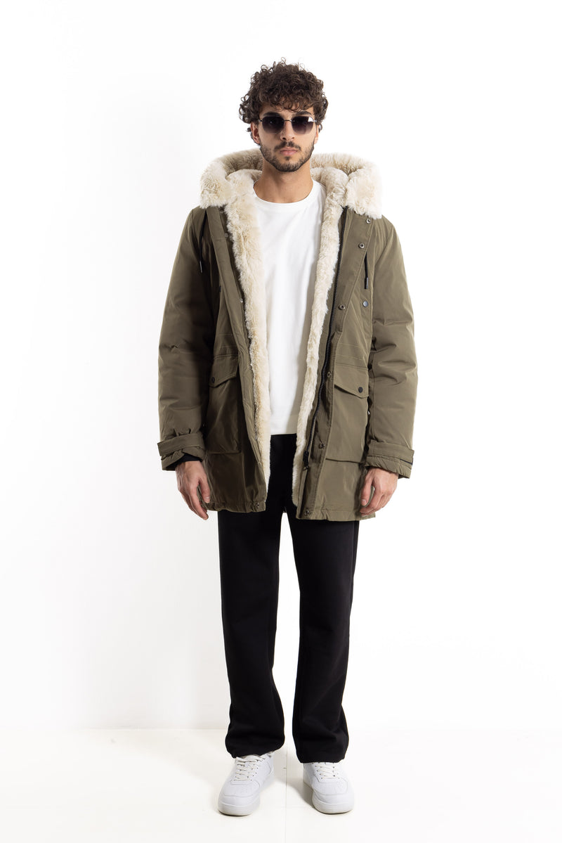 FAUX FUR DETAILED PUFFER JACKET