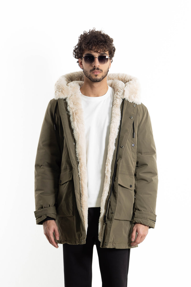 FAUX FUR DETAILED PUFFER JACKET