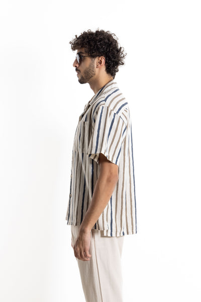 LINEN BLEND STRIPED SHIRT