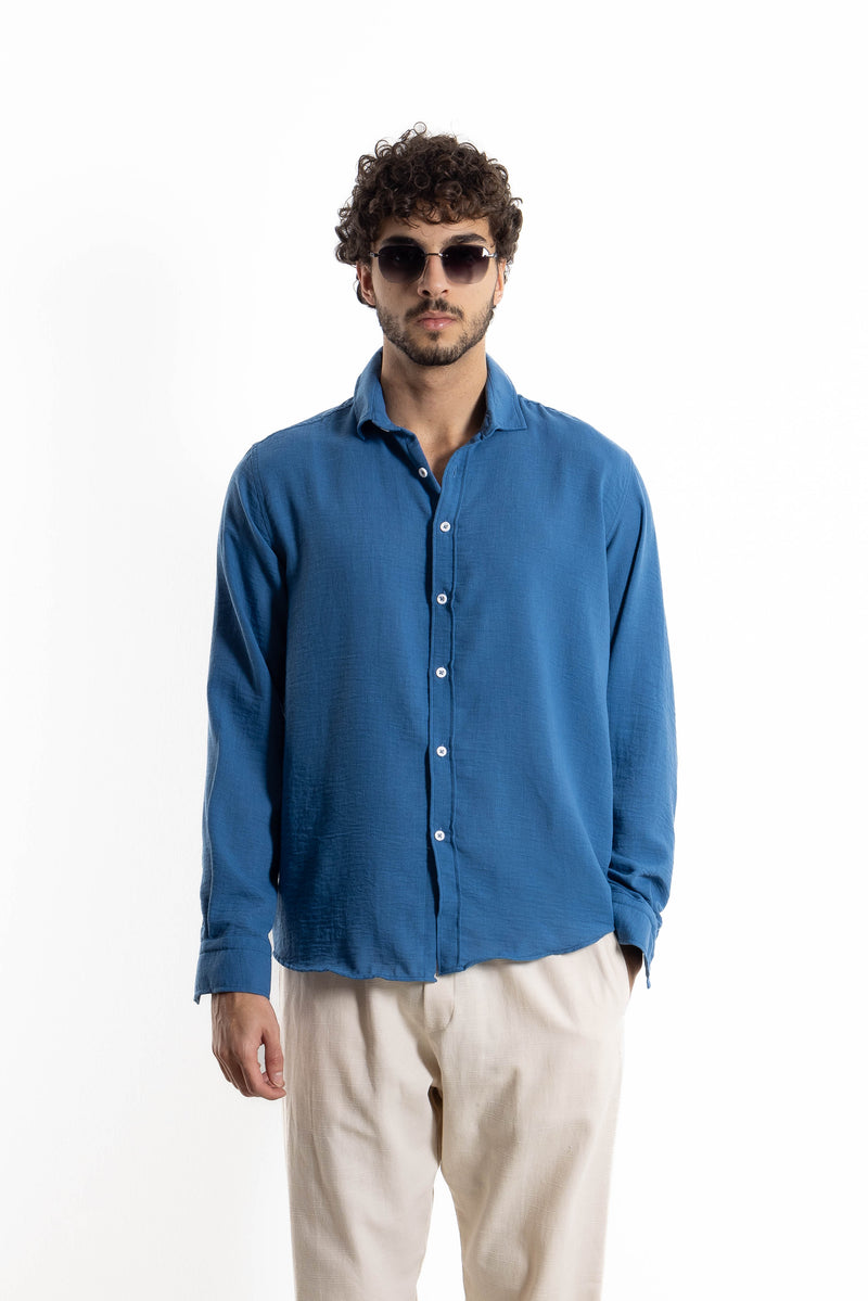 TEXTURED LINEN BLEND SHIRT