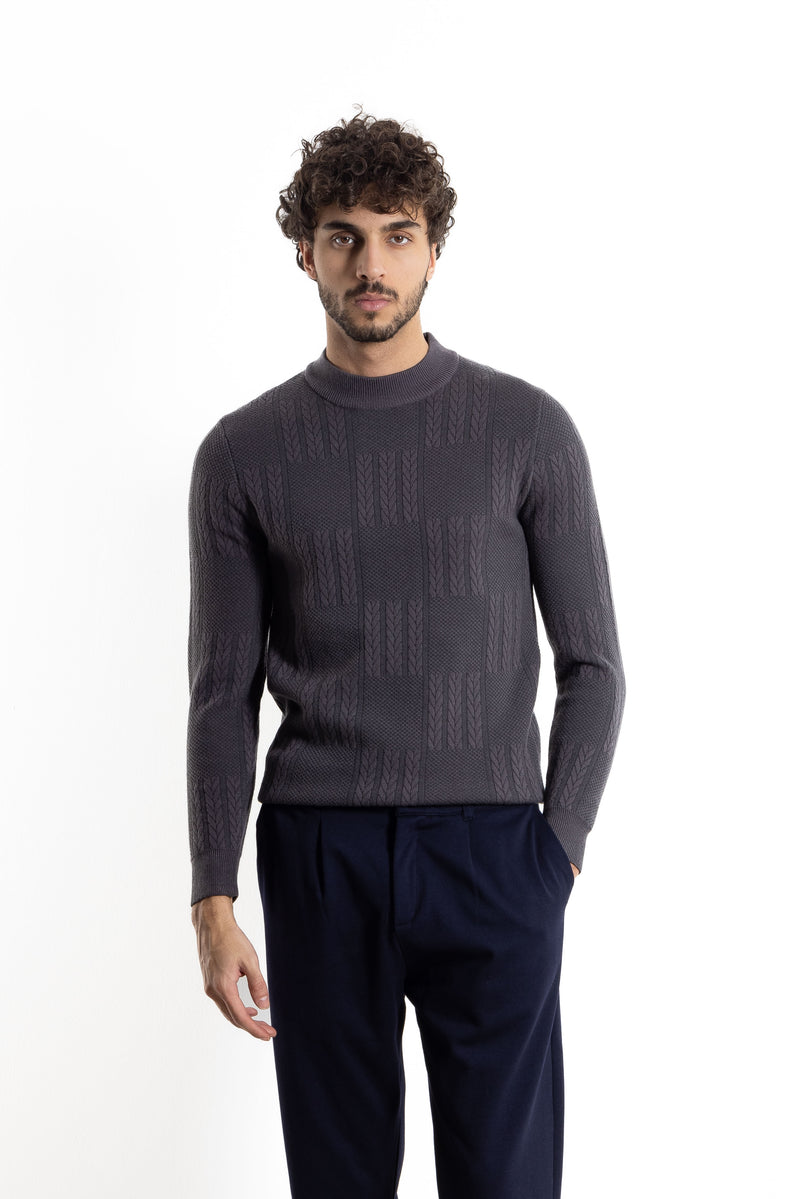 TEXTURED MOCK NECK SWEATER