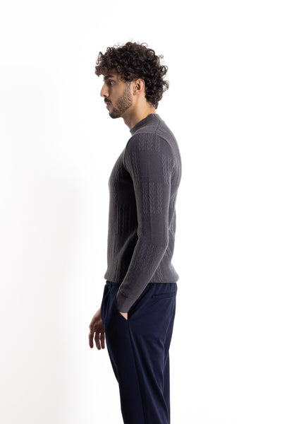 TEXTURED MOCK NECK SWEATER