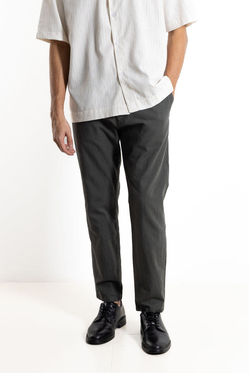 SLIM FIT LINEN BLEND TROUSERS