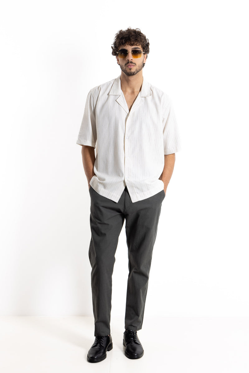 SLIM FIT LINEN BLEND TROUSERS