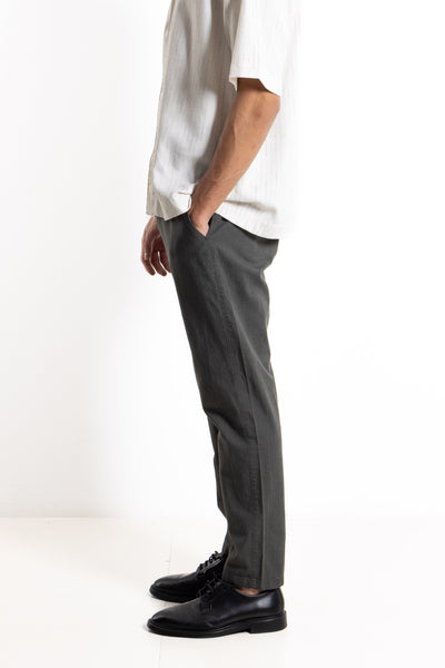 SLIM FIT LINEN BLEND TROUSERS