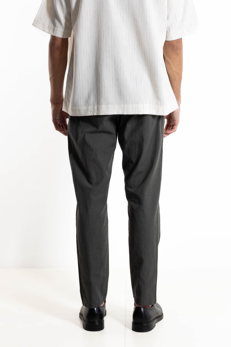 SLIM FIT LINEN BLEND TROUSERS