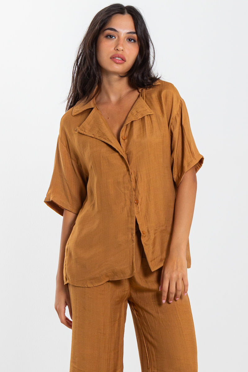 FLOWING LINEN BLEND SHIRT SET