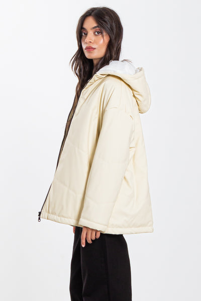 FAUX LEATHER PUFFER JACKET