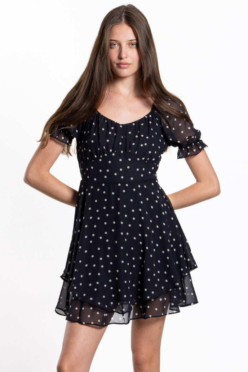 SHORT POLKA DOT PRINTED DRESS