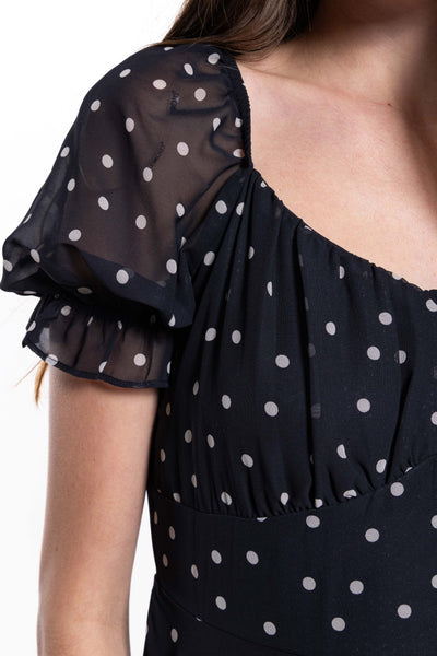 SHORT POLKA DOT PRINTED DRESS