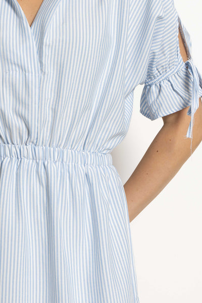 STRIPED MIDI SHIRT DRESS