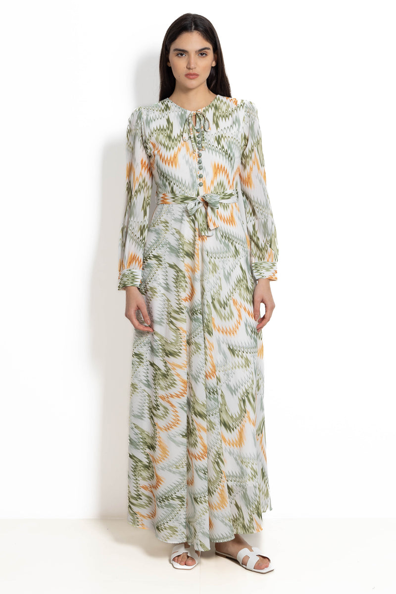 PRINTED MAXI CHIFFON DRESS