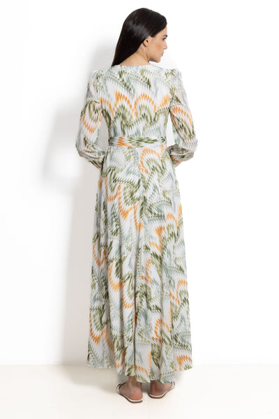 PRINTED MAXI CHIFFON DRESS