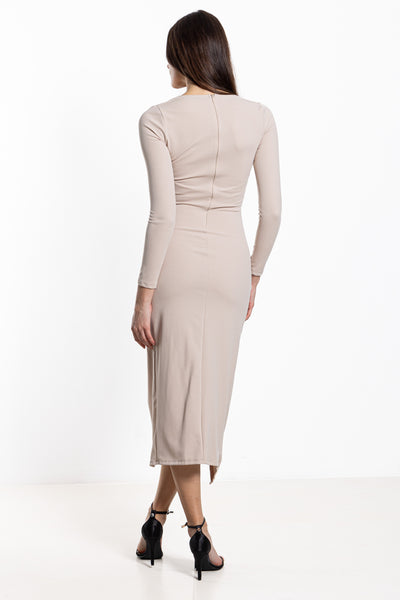FITTED MIDI DRESS WITH SIDE SLIT