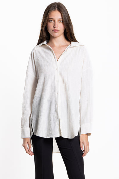 DETAIL BACK LINEN BLEND SHIRT