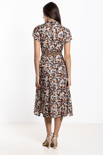 FLORAL PRINTED MIDI DRESS WITH BELT