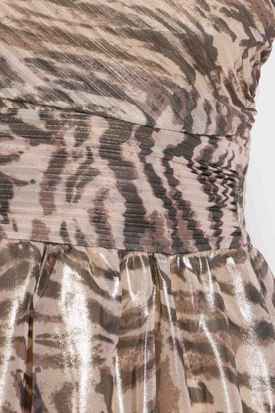 ANIMAL PRINT ONE SHOULDER SATIN MAXI DRESS