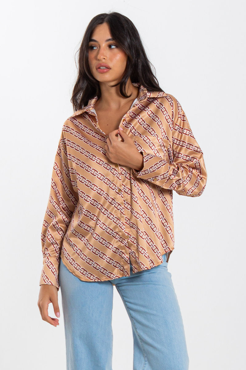 PRINTED SATIN SHIRT