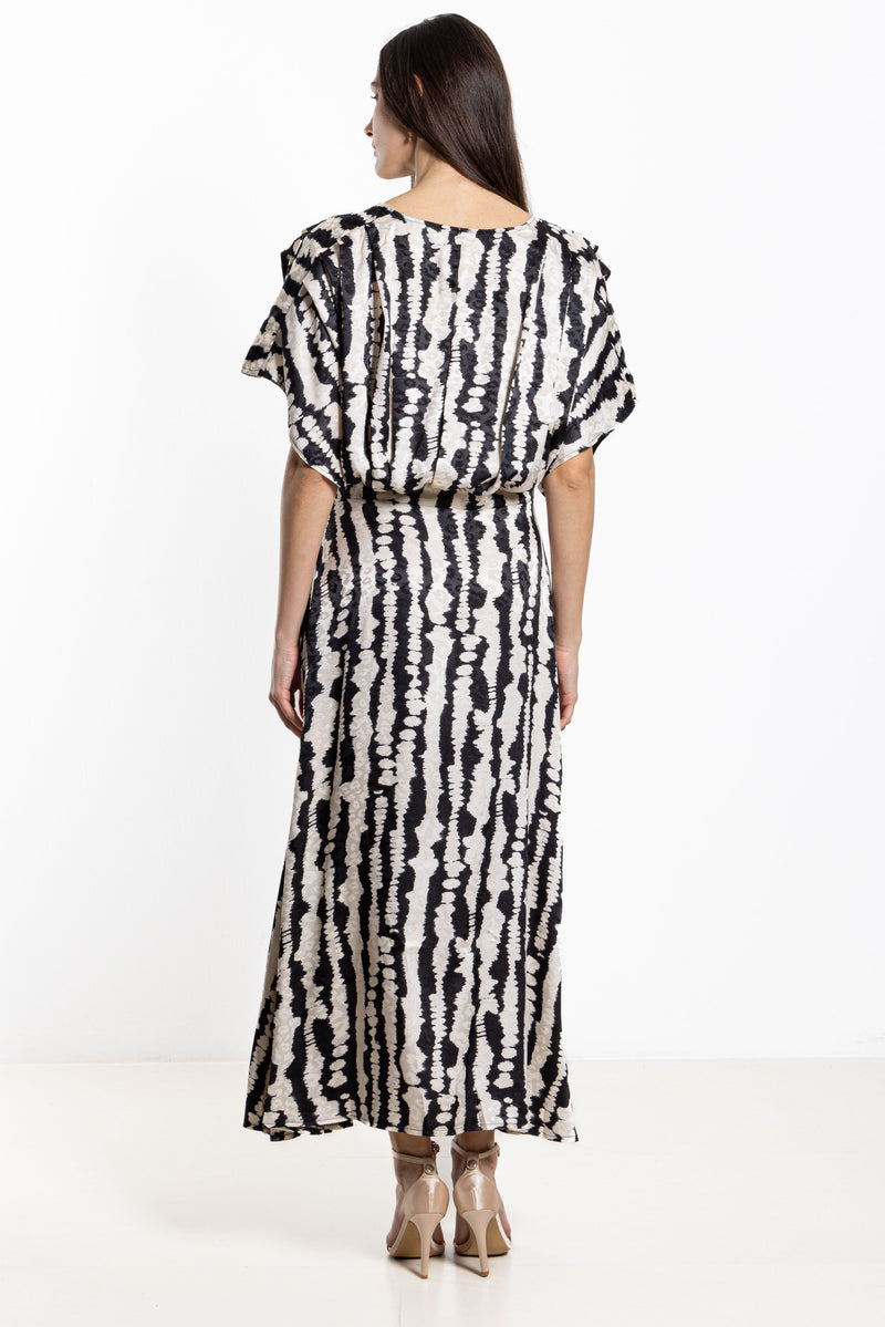 ABSTRACT PRINT SATIN DRESS