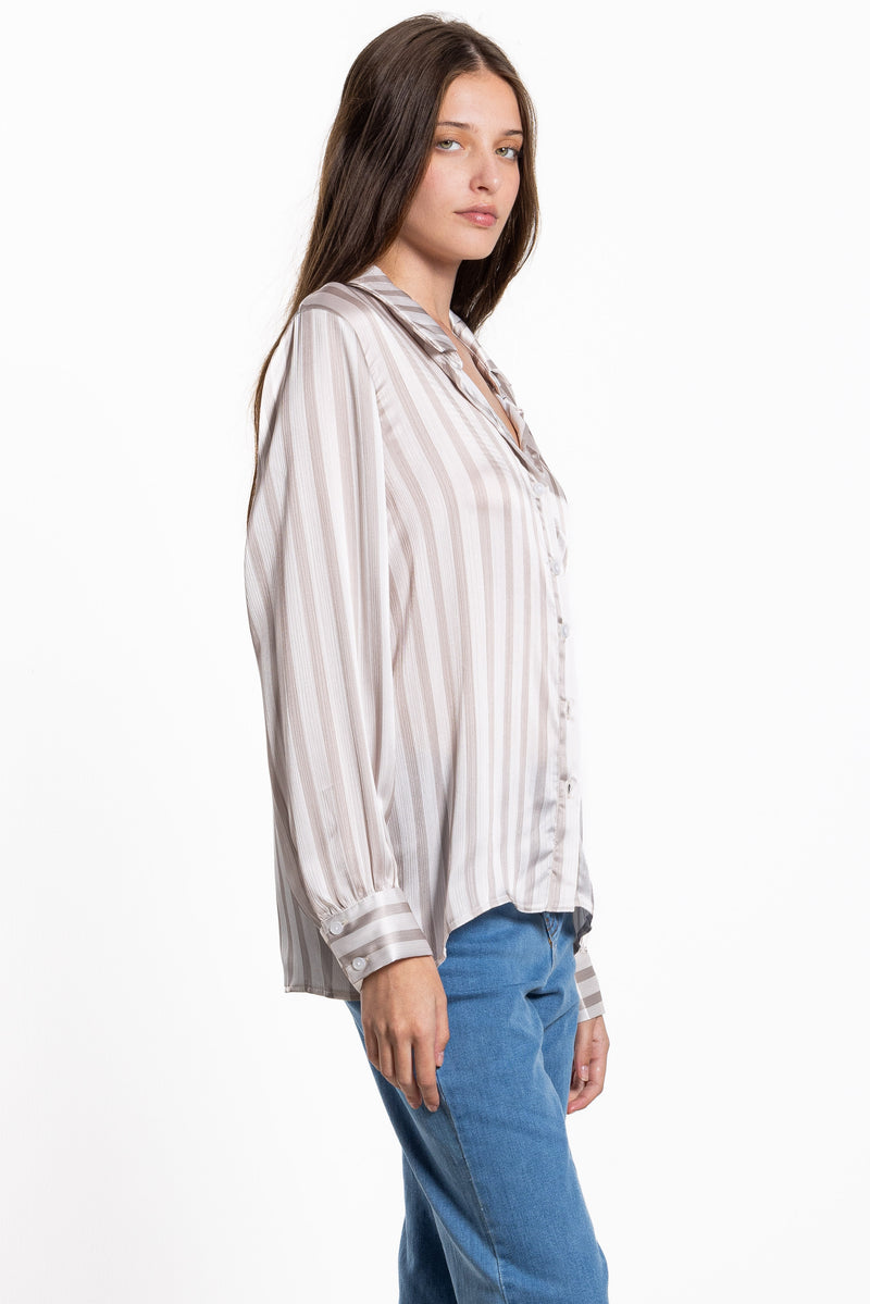 FLOWY STRIPED SATIN SHIRT