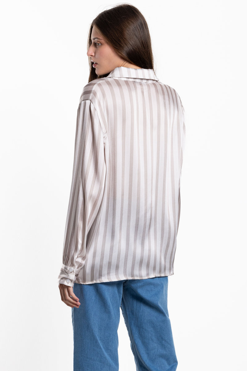 FLOWY STRIPED SATIN SHIRT