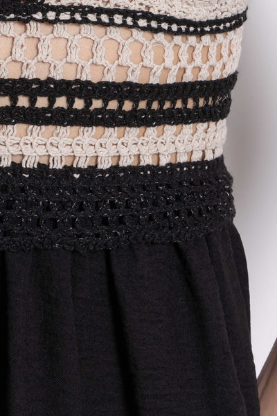 DETAILED CONTRAST CROCHET DRESS